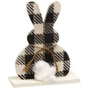 Plaid Bunny Decor with Cotton Tail